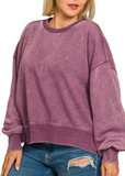 Curvy Acid Wash Pullover