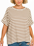 Curvy Textured Stripe Tee