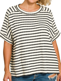 Curvy Textured Stripe Tee