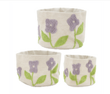 Violet Embroidered Fabric Planters