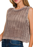 Acid Washed Sweater Knit Vest