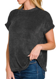 Chenille Waffle Cap Sleeve Tee