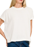 Chenille Waffle Cap Sleeve Tee
