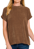 Chenille Waffle Cap Sleeve Tee
