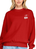 Cherry Red Embroidered Crew