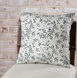 Cream & Dark Sage Zinnia Pillow