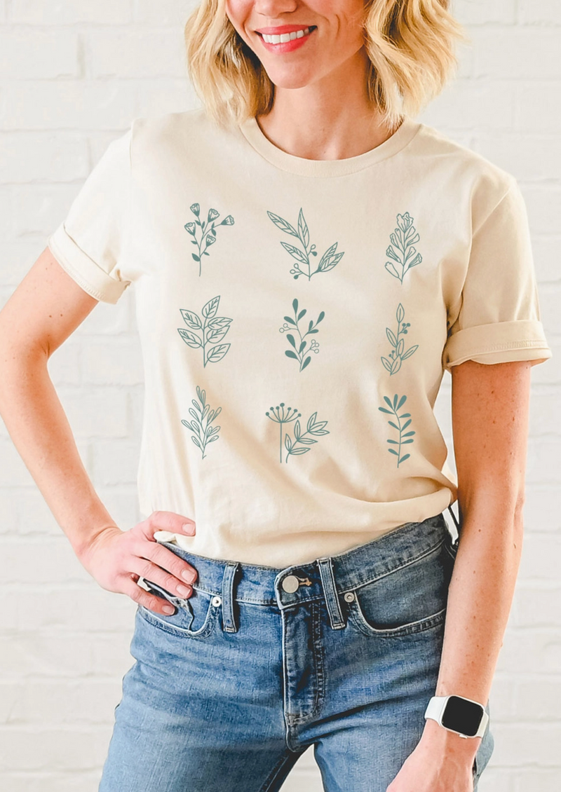 Simple Floral Greenery Tee