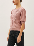 Puff Short Sleeve Cable Knit