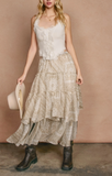 Walnut Tiered Maxi Skirt
