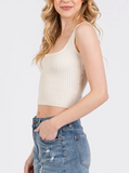 Vanilla Ribbed Square Neck Crop