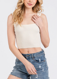 Vanilla Ribbed Square Neck Crop