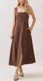 Square Neck Button Dress