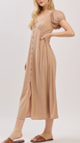 Puff Sleeve Sweetheart Midi