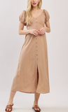 Puff Sleeve Sweetheart Midi