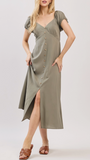 Puff Sleeve Sweetheart Midi