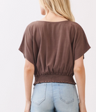 Button & Smocked Top