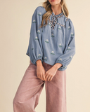 Embroidered Babydoll Top