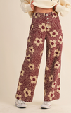 Wine Abstract Floral Pants