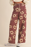 Wine Abstract Floral Pants