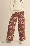 Wine Abstract Floral Pants