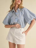 Striped Bubble Sleeve Button Down