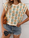 Retro Floral Knit Crop