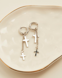Silver Double Cross Earring