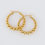 Waterproof Gold Bubble Hoops - 18k Gold + Steel