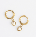 Waterproof 18k Gold Heart Huggie