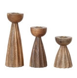 Mango Wood Pleated Taper Holders