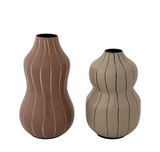 Enameled Metal Organic Striped Vase