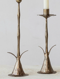 Metal Flower Shaped Taper Holder - Antique Brass