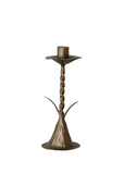 Metal Flower Shaped Taper Holder - Antique Brass