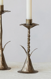 Metal Flower Shaped Taper Holder - Antique Brass