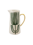 Quart Flower Stoneware Pitcher