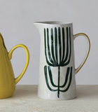 Quart Flower Stoneware Pitcher