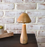 8.5" Solid Wood Led Mushroom Lamp