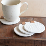Set Of (4) Round White Coasters