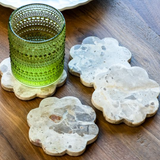 Set Of (4) Leopard Marble Scallop Coasters