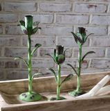 Green Flower Candle Holders