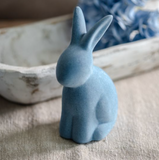 3.75" Blue Flocked Bunny