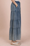 Tiered Mineral Wash Summer Pant