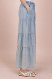 Tiered Mineral Wash Summer Pant