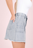 Striped Denim Mini Skirt