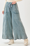 Misty Blue Mineral Wash Ruffle Pant