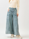 Misty Blue Mineral Wash Ruffle Pant