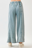 Misty Blue Mineral Wash Ruffle Pant