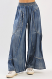 Washed Chambray Tiered Pant