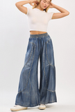 Washed Chambray Tiered Pant
