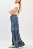 Washed Chambray Tiered Pant